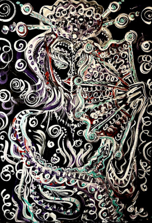 GEJŠA 2024, 50x70 akryl na plátně