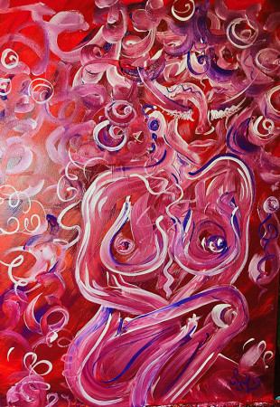 SPOKOJENÁ 2024, 50x70 cm, akryl na plátně