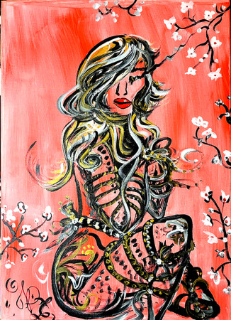 SHIBARI 2019/2024, 50x70cm, akryl na plátně