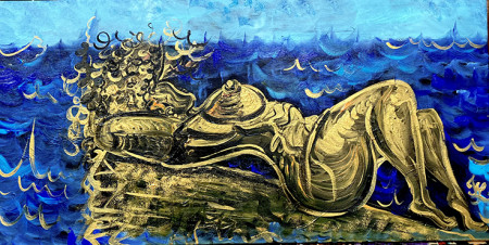 BABIČKA MARTA 2024, 50x100 cm, akryl na plátně